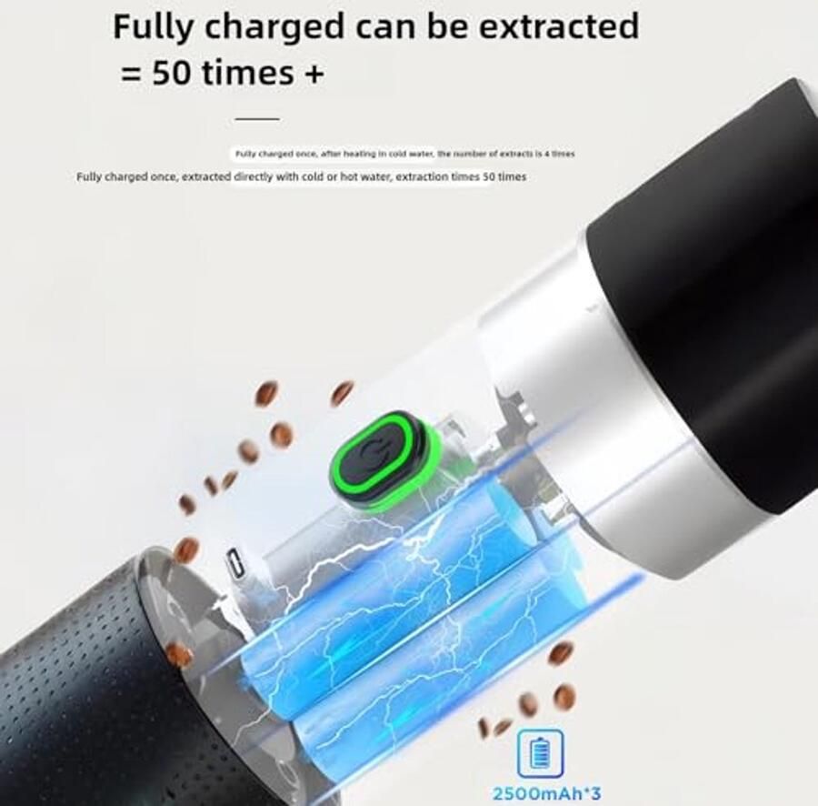 Draagbaar Koffiezetapparaat 3-in-1 voor Thuis en Reizen Draadloos en Elektrisch