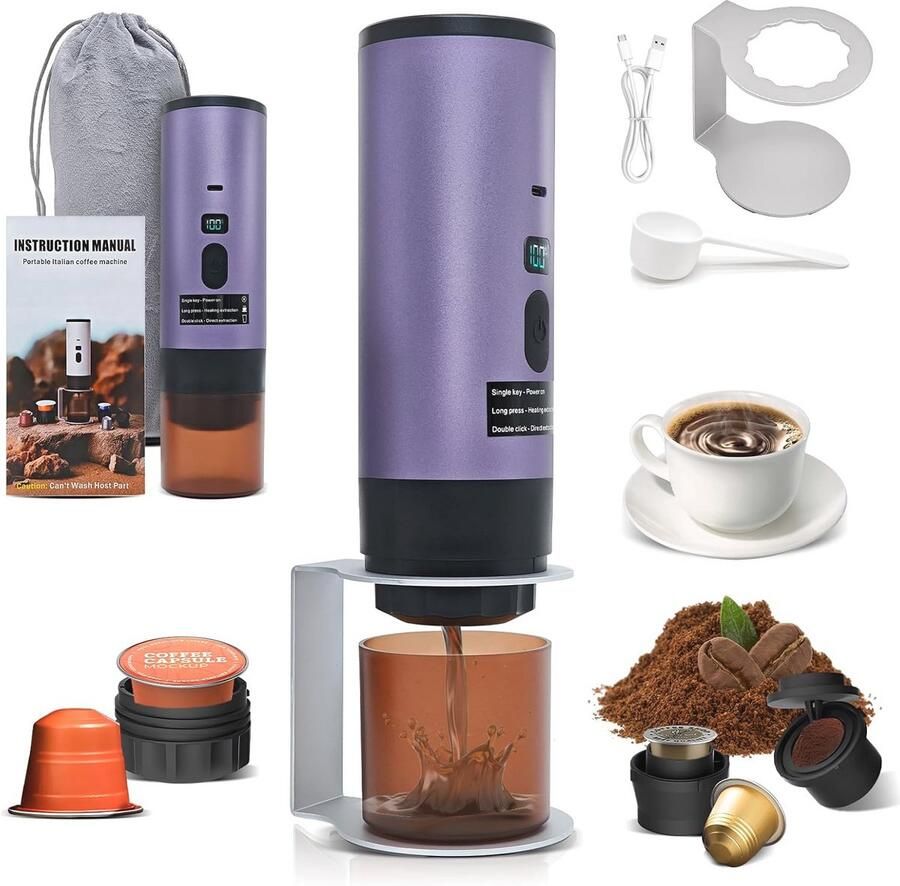 Draagbaar koffiezetapparaat Draadloos en zelfverwarmend met accu en USB-C-oplaadfunctie