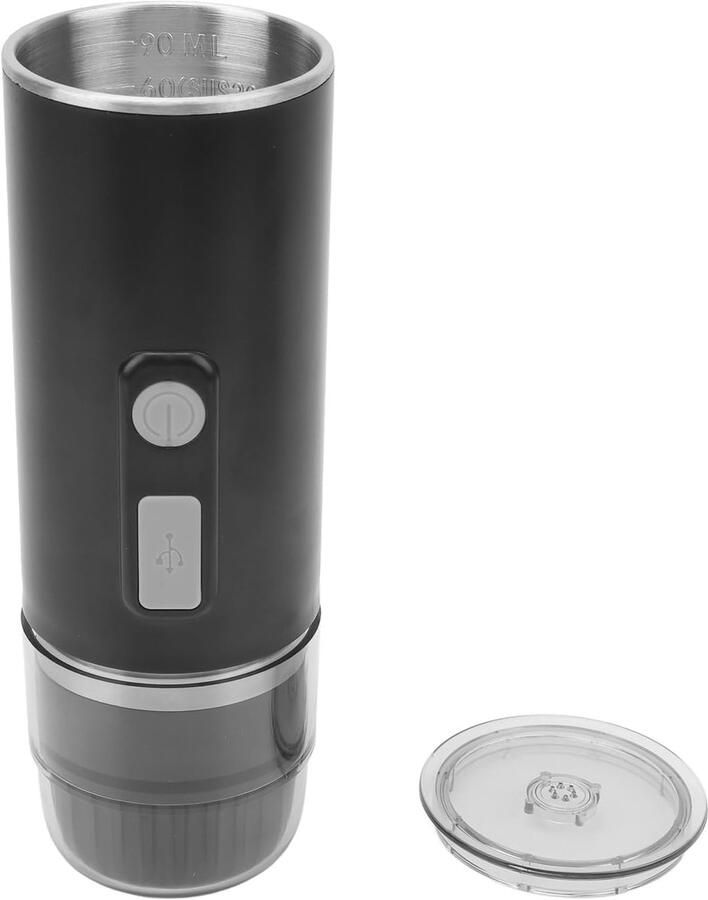 Draagbaar Koffiezetapparaat Eenkops Machine Reizen Kamperen 2-in-1 Systeem 26x8x8 cm Zwart