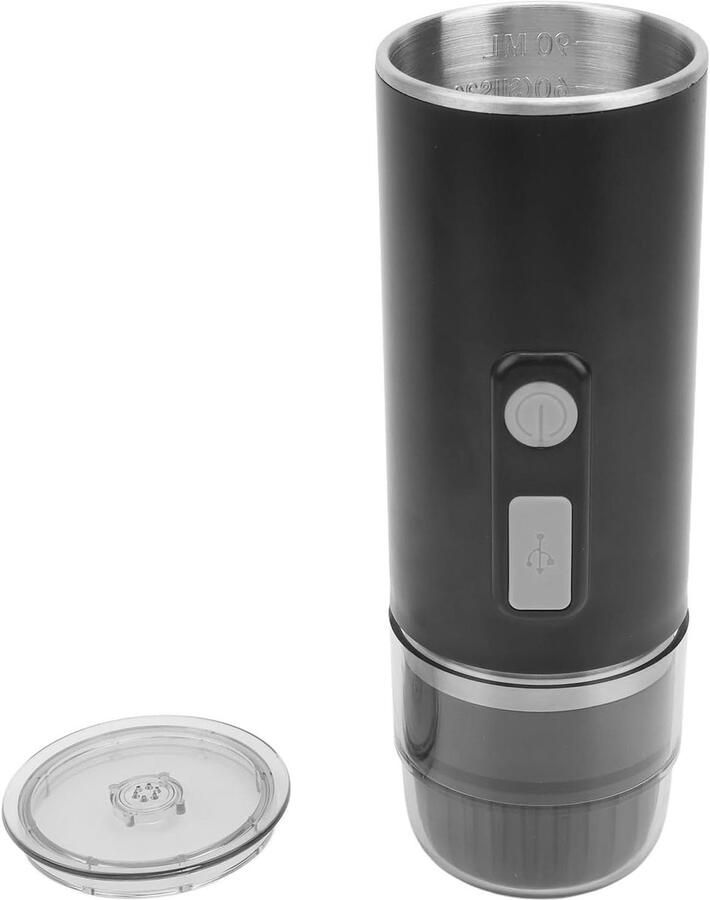 Draagbaar Koffiezetapparaat Elektrisch Apparaat Onderweg Koffie Zetten 2-in-1 Ontwerp 8x8x26 cm Zwart