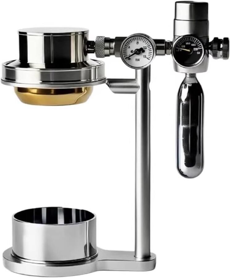 Draagbaar Koffiezetapparaat Espresso Machine Thuis Koffie Zetten Pneumatische Extractie Met Manometer Zilver