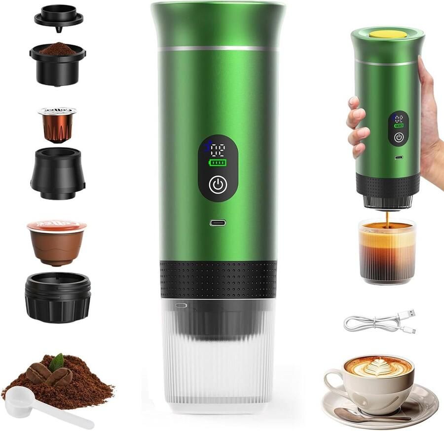 Draagbaar Koffiezetapparaat Espressomachine Reis Koffie Maken 3-in-1 Multifunctioneel 90 Milliliter Groen