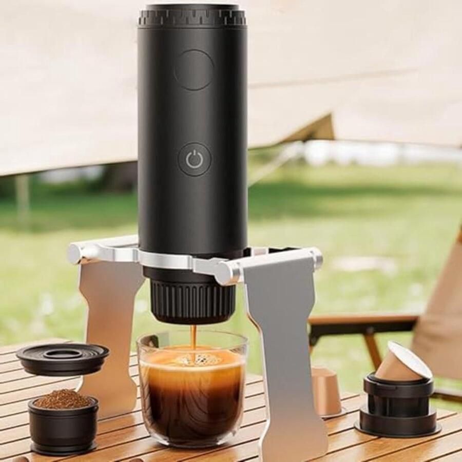Draagbaar Koffiezetapparaat Espressomaker Reisbeker Koffie Zetten Onderweg USB Oplaadbaar 16 x 12 x 18 cm Zwart