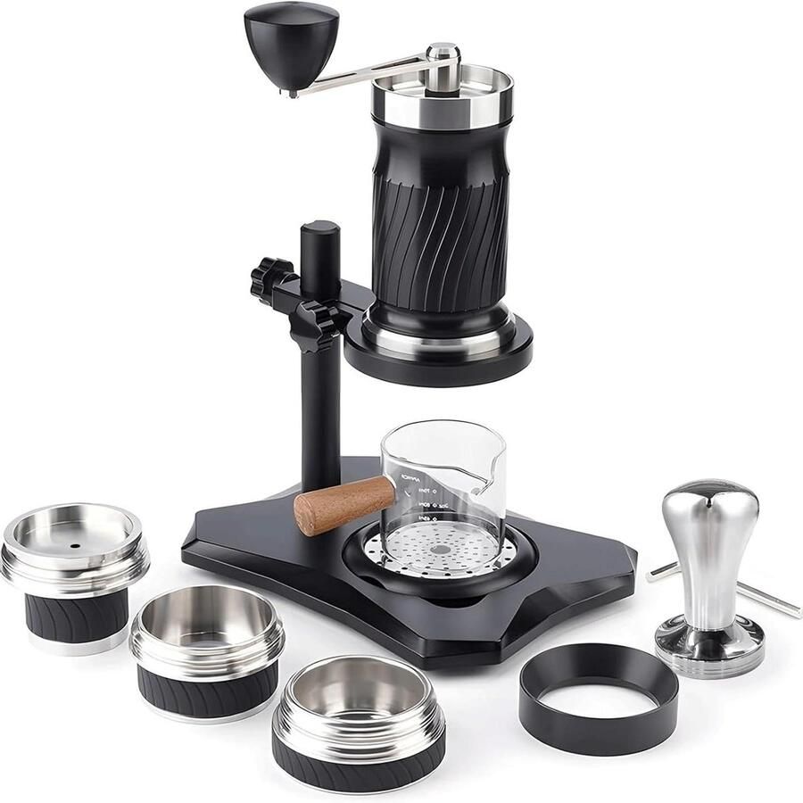 Draagbaar Koffiezetapparaat Handmatige Espressomachine Koffie Zetten Onderweg Variabele Druk 9-12 Bar 100 ml Watertank Zwart