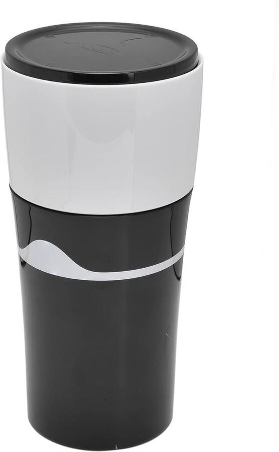 Draagbaar Koffiezetapparaat Koffiebeker Machine Reizen en Onderweg 360 Graden Lekt Vrij 19x10x10 CM Zwart Wit