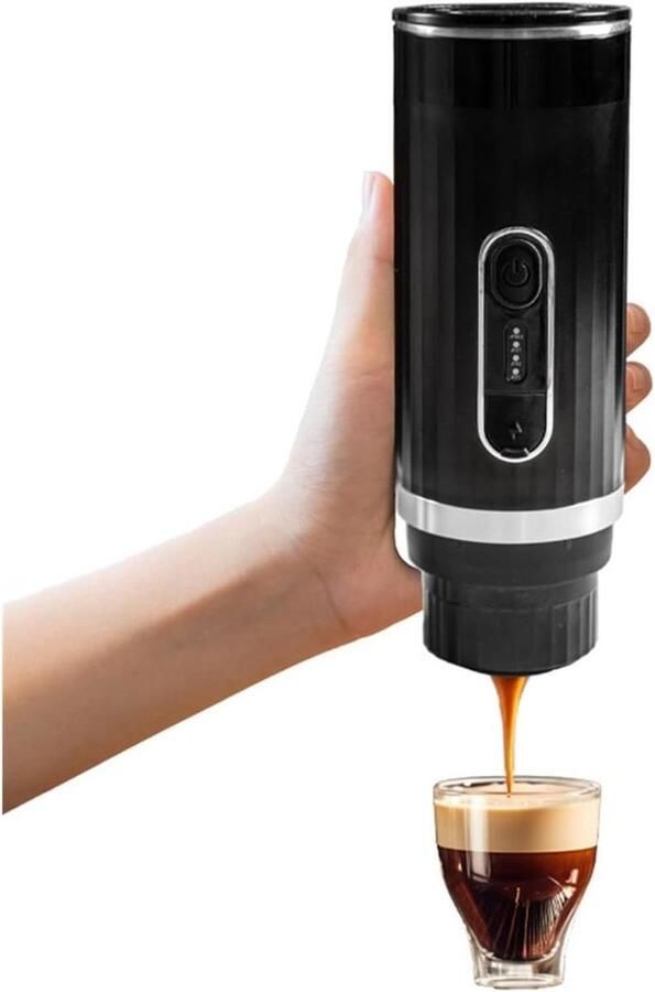 Draagbaar Koffiezetapparaat Koffiemachine Reis Koffie Zetten Onderweg Capsule en Malen Compatibel 100 Milliliter Zwart