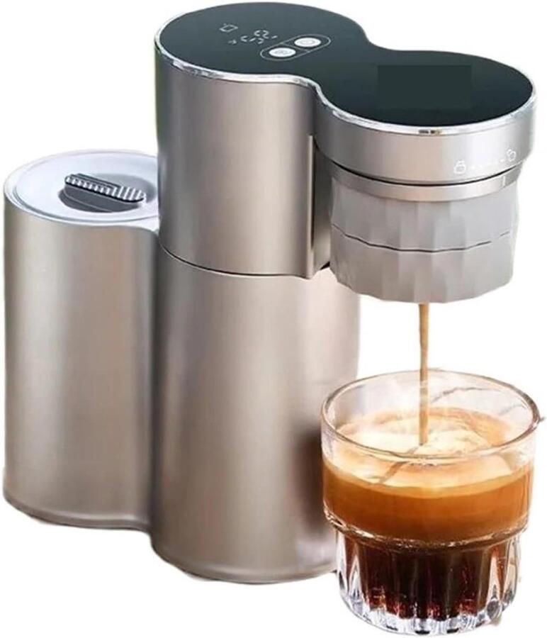 Draagbaar koffiezetapparaat Mini espressomachine Koffie onderweg Instelbare temperatuur 100 ml capaciteit Zilver