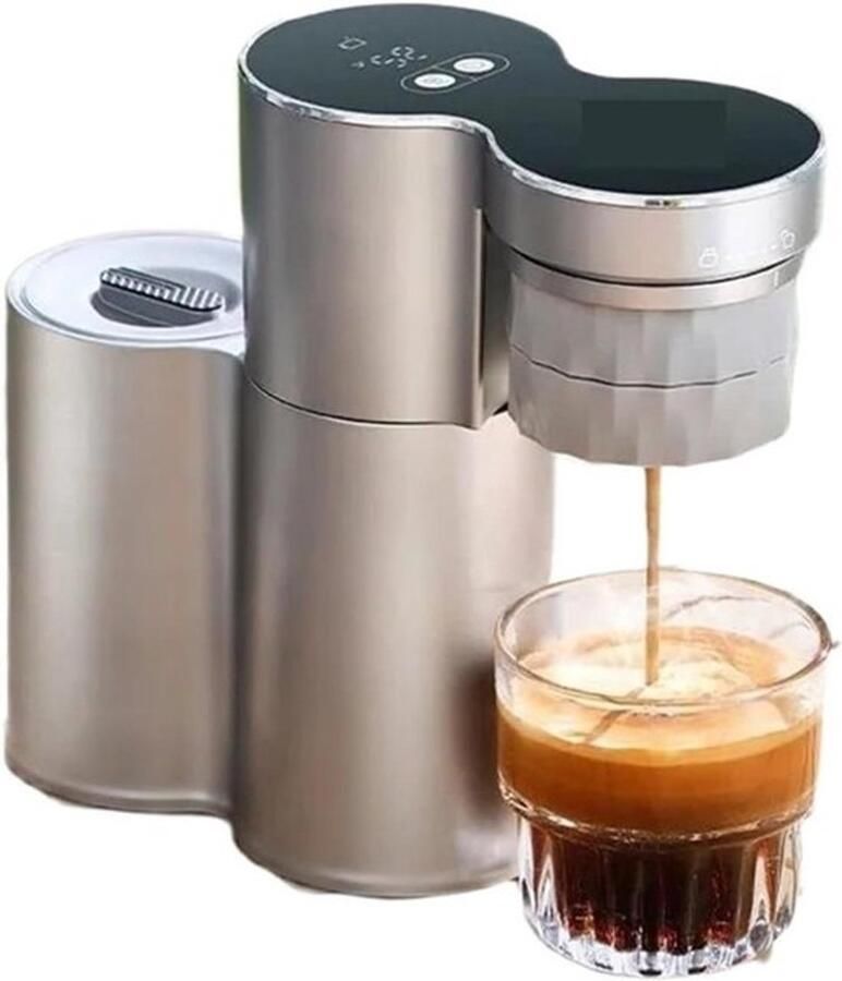 Draagbaar koffiezetapparaat Mini espressomachine Espresso voor onderweg Instelbare temperatuur 100 ml capaciteit Zilver