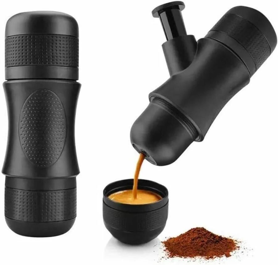 Draagbaar Koffiezetapparaat Mini Espressomachine Reis Onderweg Koffie Maken Handmatige Druk Extractie 100 Milliliter Zwart