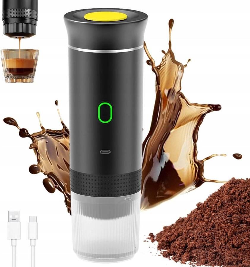 Draagbaar Koffiezetapparaat Mini Koffiemachine Capsule Koffiezetter 15 Bar 60 Sec Extractie Warm & Koud Zetten USB-C Oplaadbaar Kleine Espressomachine Voor Thuis & Kantoor & Kamperen & Reis
