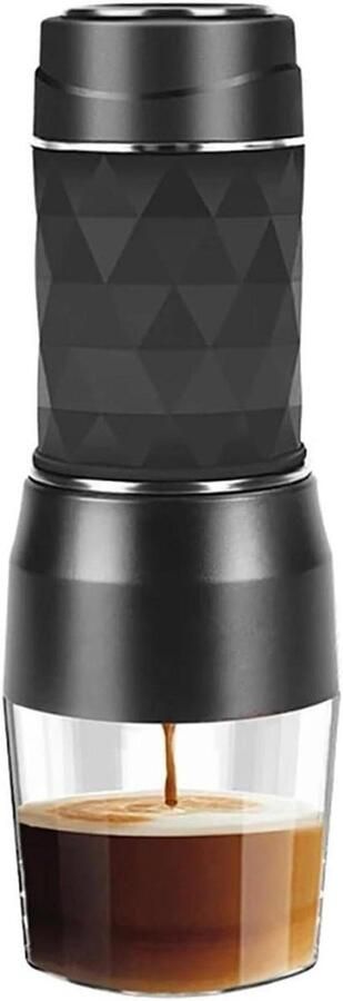 Draagbaar Koffiezetapparaat Mini Koffiemaker Reizen en Kamperen Handpers Extractie 100 ml Capaciteit Zwart