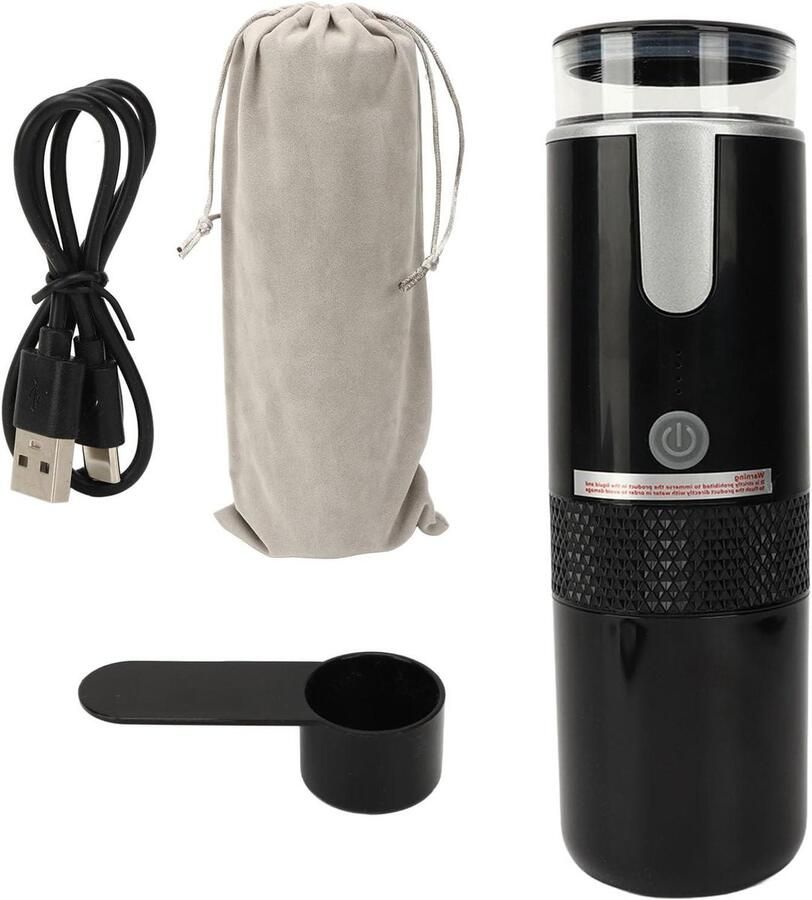 Draagbaar Koffiezetapparaat Mini Koffiezetter Koffie Zetten Onderweg Veelzijdig 2-in-1 Ontwerp 160 ml Reservoir Zwart