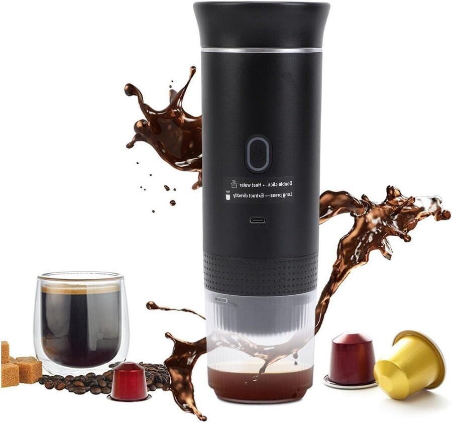 Draagbaar Koffiezetapparaat Reis Koffie Onderweg Genieten 3 In 1 Ontwerp 120 Ml Zwart
