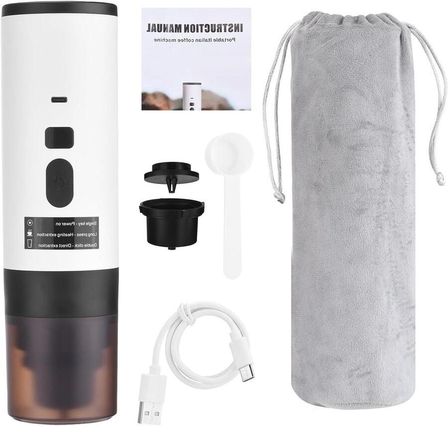 Draagbaar Koffiezetapparaat Compact Espresso Koffie Maken 3-in-1 Veelzijdigheid 90 ml Capaciteit Zwart