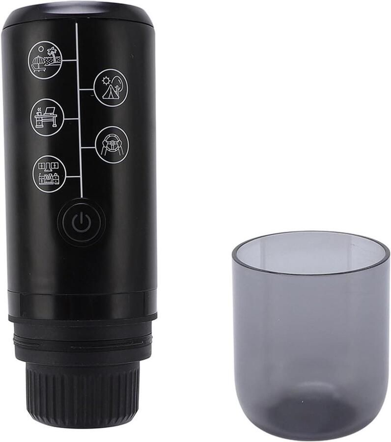 Draagbaar Koffiezetapparaat Reis Koffiezetapparaat Elektrisch Koffie Zetten Onderweg 17 Bar Druk 120 ml Zwart