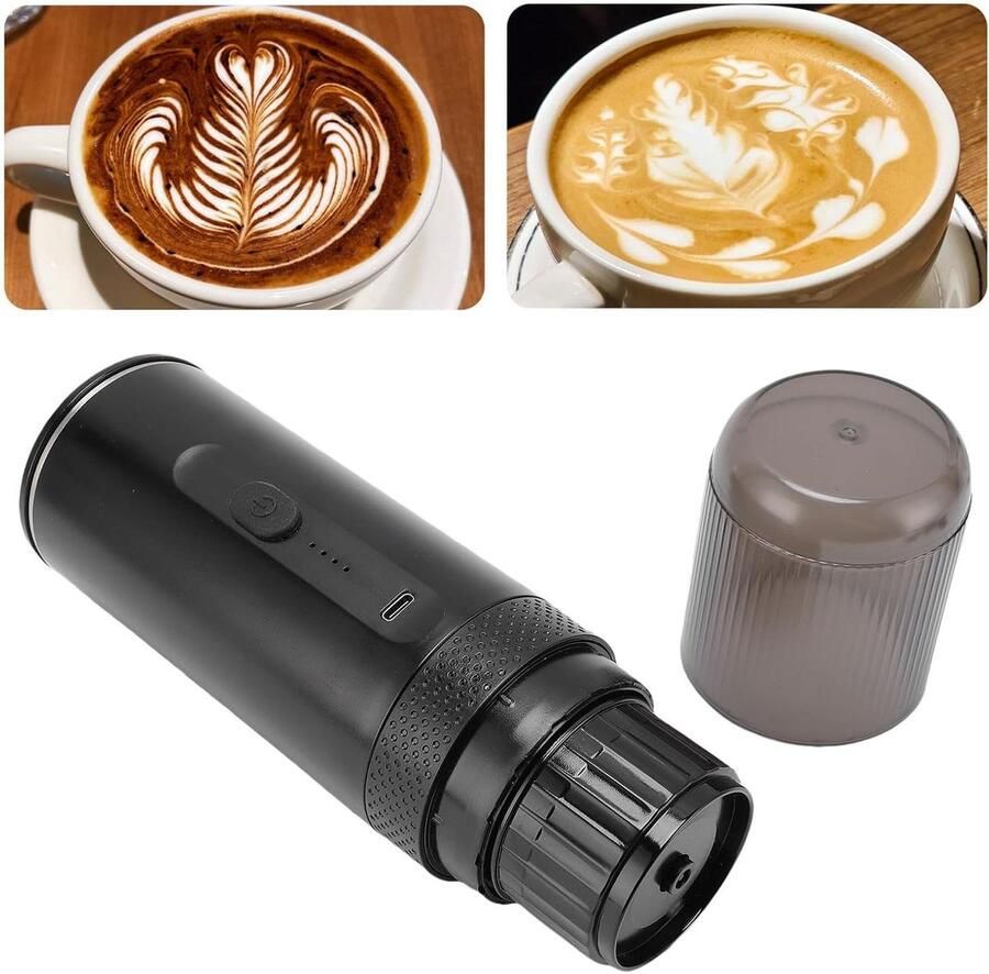 Draagbaar Koffiezetapparaat Reis Koffiezetter Koffie Maken Snelle Verwarming 80 ml Tank Zwart