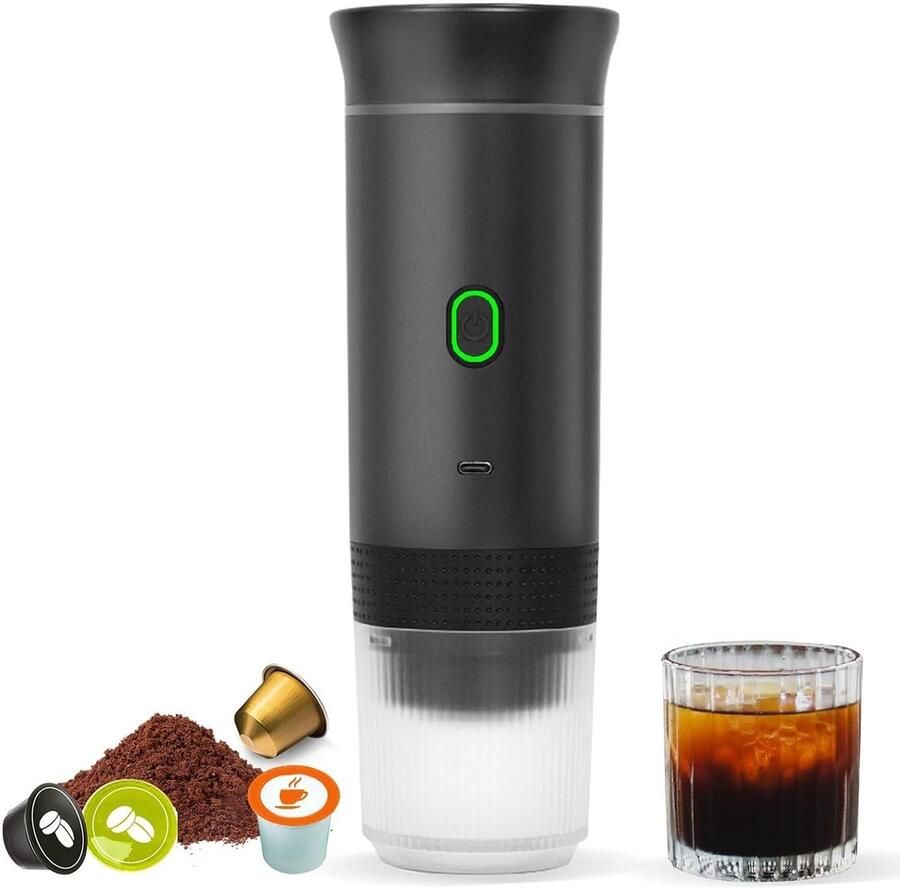 Draagbaar Koffiezetapparaat Reis Koffiezetter Koffie Onderweg Veelzijdig Gebruik 60 ml Tank Zwart