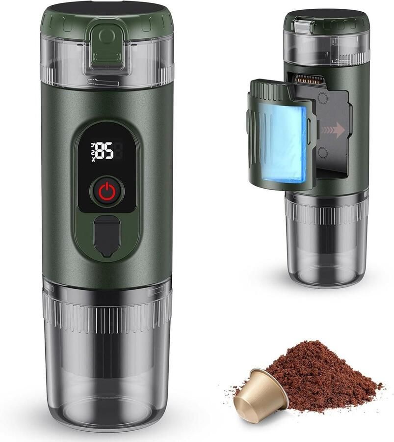 Draagbaar Koffiezetapparaat Reis Koffiezetter Onderweg Koffie Maken Compact Ontwerp 205 cm Groen