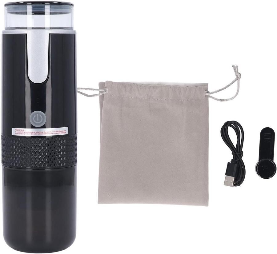 Draagbaar Koffiezetapparaat Reis Koffiezetter Onderweg Koffie Maken Oplaadbaar Draadloos 170 ml Zwart