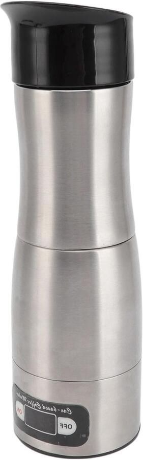Draagbaar Koffiezetapparaat Reiskoffiemachine Auto Koffie Zetten Onderweg Compact Roestvrij Staal Ontwerp 150 ml Zwart