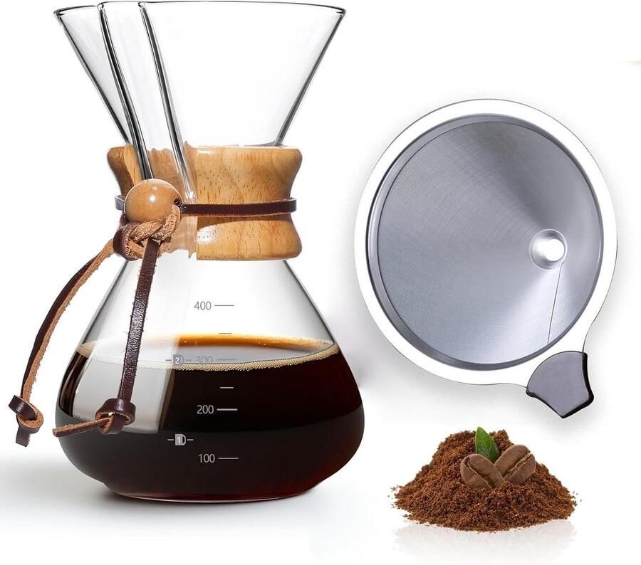 Draagbaar Koffiezetapparaat Transparant 16 3 x 9 5 x 9 5 cm Handmatig met Filter en Hittebestendig Glas Voor Koffie en Thee