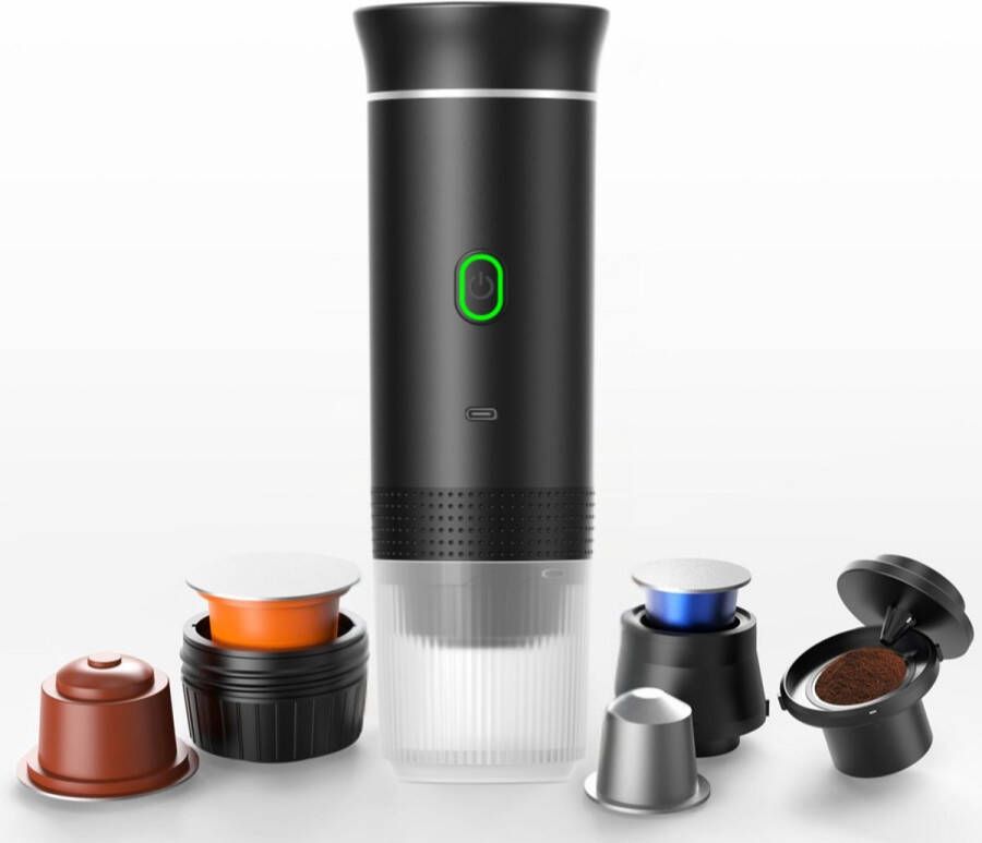 YHS Draagbaar Koffiezetapparaat Draadloos 12 Volt Espresso Nespresso Dolce Gusto Capsule Koffie Oploskoffie Cups Koffiezetapparaten Oplaadbaar Voor In Auto En Thuis Groen Draagbare Koffiemachine Draagbare Espressomachine - Foto 3