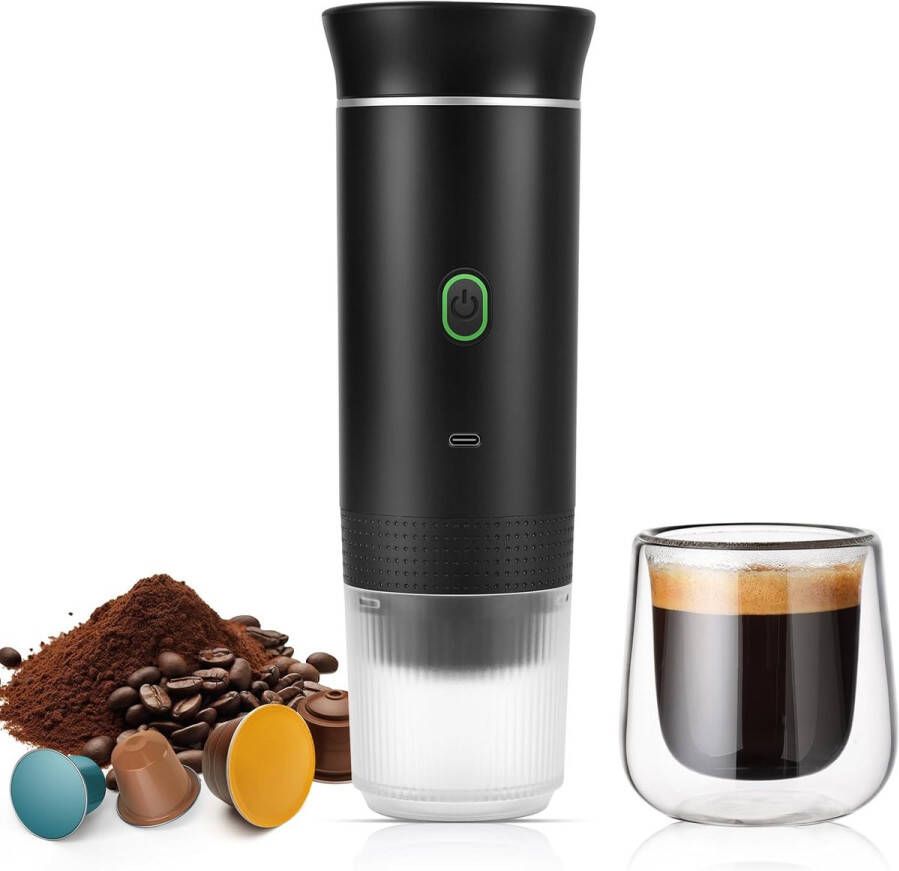 Draagbaar Koffiezetapparaat Geschikt Voor Onderweg Draagbare Reis Espressomachine Oplaadbaar 12v Oplaadbare Espressomachinemet Voor Kamperen En Auto Draagbare Koffiemachine Zwart