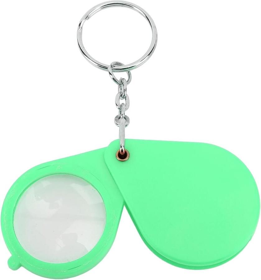 Draagbaar opvouwbaar 10 x sleutelhanger zakloep leeslup met sleutelhanger voor het lezen van munten hobby's en reizen (groen)