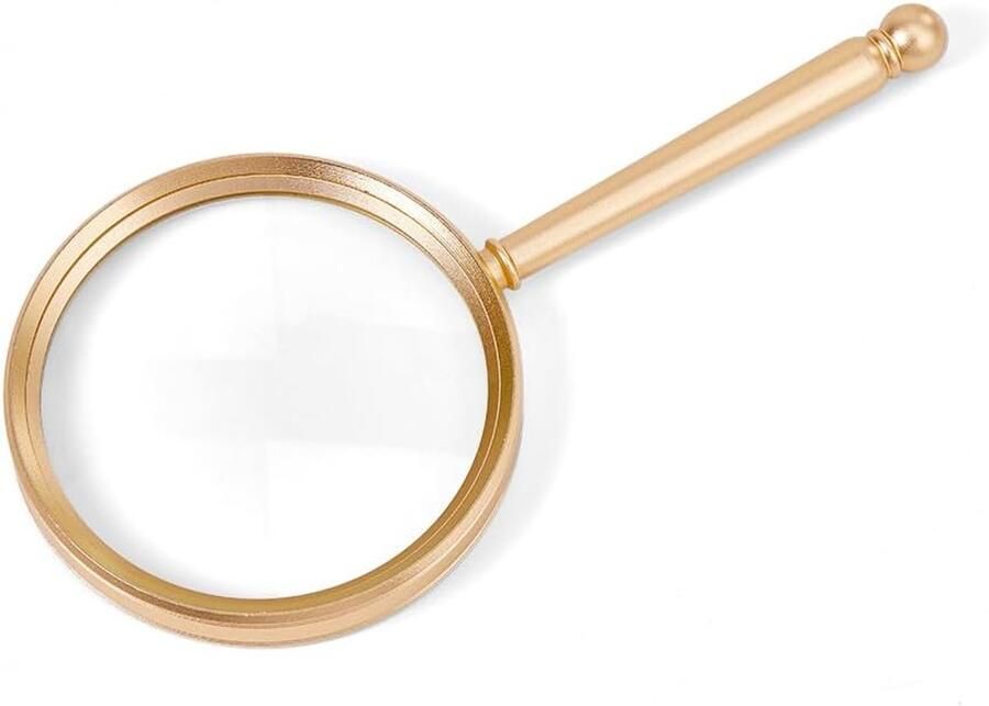 Draagbaar vergrootglas 10X goud met aluminium handvat onbreekbare lens 85 mm decoratief leesvergrootglas voor leesinspectie voor ouderen