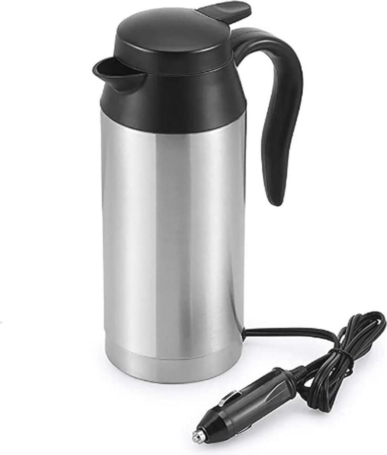 Draagbare 12V Elektrische Waterkoker 750ml Roestvrij Staal Thermoskan voor Auto