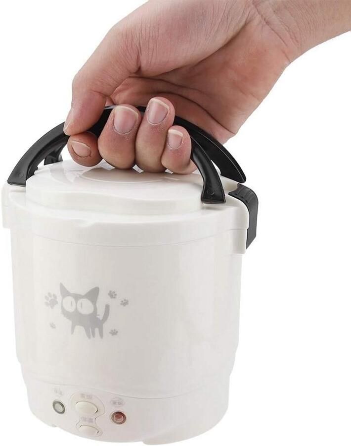 Draagbare 12V Rijstkoker 1L voor Auto en Thuis Elektrische Mini Rijstpan met Stoomfunctie