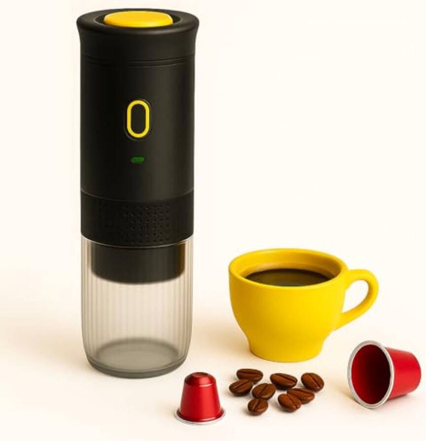 Draagbare 3-in-1 Espressomachine met 20 Bar Druk – Geschikt voor Capsules en Gemalen Koffie Oplaadbare USB Batterij voor Reis Kantoor Camping