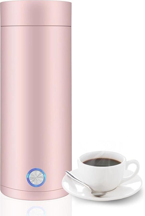 Draagbare 3-in-1 reiswaterkoker Elektrische waterkoker voor het zetten van thee koffie en babyvoeding; automatische uitschakeling; gemaakt van voedselveilig materiaal (roze)