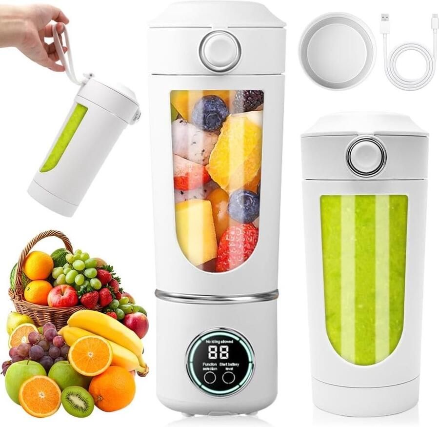 Draagbare 700ml Smoothie Mixer met 12 RVS Messen en Digitale Display Oplaadbare Mini Blender voor Shakes en Smoothies Ideaal voor Reizen en Fitness