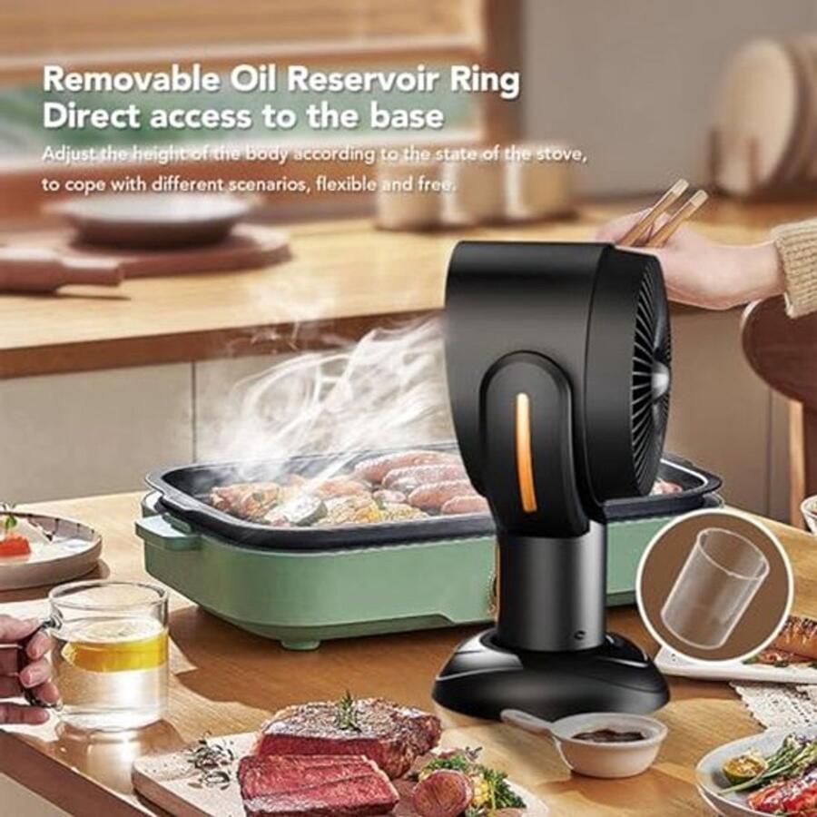 Draagbare Afzuigkap Desktop Afzuigkap met 2 Snelheden Sterke Adsorptie Afzuigventilator USB Afneembare Draagbare Keuken Afzuigventilator Mini Ventilator voor Binnen BBQ Hotpot