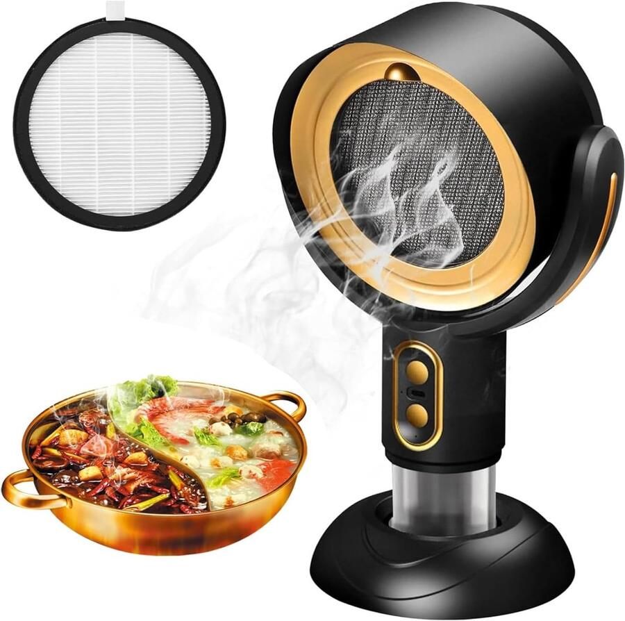 Draagbare Afzuigkap Kantoorafzuigkap Mini-huishoudelijke Afzuigkap Draadloze Desktop-keukenafzuigkap met Afneembaar Filtergaas voor Binnenbarbecue Hot Pot-kampeertochten