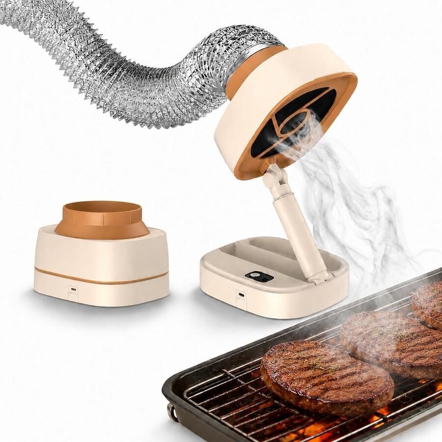 Draagbare afzuigkap keukenafzuigventilator met verstelbare hoogte 5 snelheden en 125° kantelhoek geluidsarme compacte afzuigkap voor op het aanrecht met afvoerpijp geschikt voor campers en binnenbarbecues