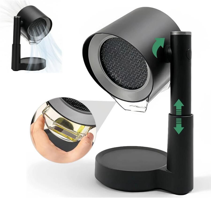 Draagbare Afzuigkap Tafelafzuigkap 20W Energiezuinig 24V Veiligheidsspanning Recirculatie met 3 Snelheden Ideaal voor Gourmet & Fondue Zwart