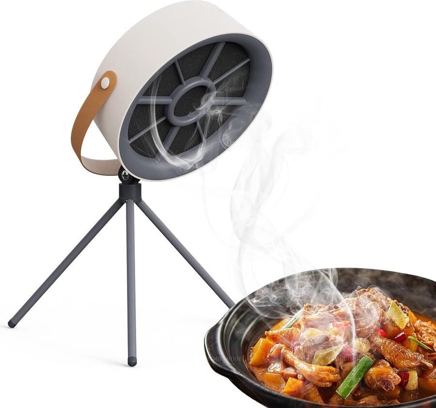 Draagbare afzuigkap tafelafzuigkap 3-snelheids afzuigventilator verstelbare draagbare afzuigkap geschikt voor campers fondue en barbecuekeukens stille werking (oplaadbaar + 2 filtertjes)