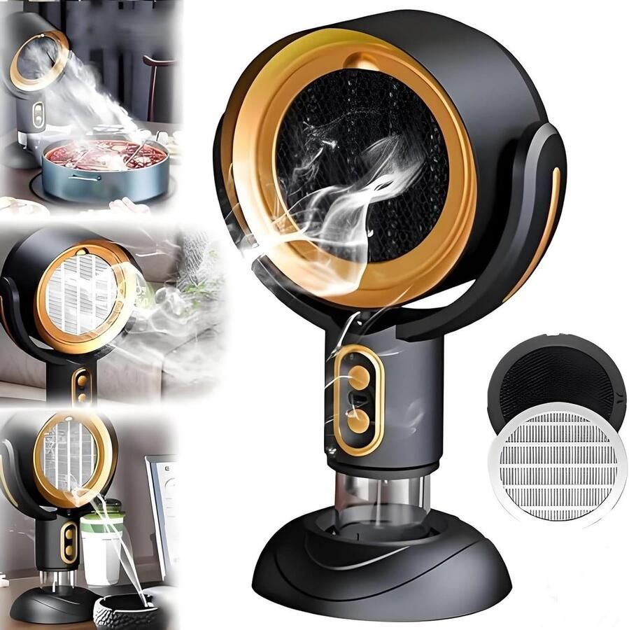 Draagbare Afzuigkap – USB Mini afzuigkap Met 2 snelheden – 3000mA Met oliefilter rookfilter Luchtfilter Afneembare olietank Voor Barbecue Hotpot Goud