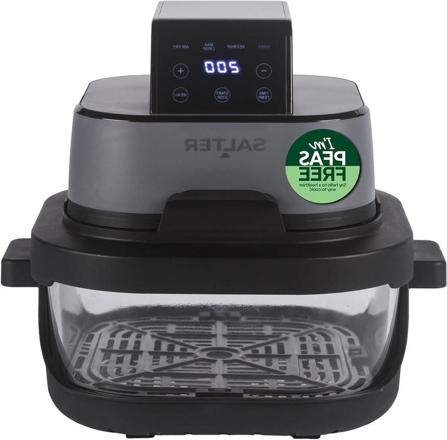 Draagbare Airfryer Compacte Keukenpan Meal Prep Verwisselbare Schalen 4 Liter Grijs