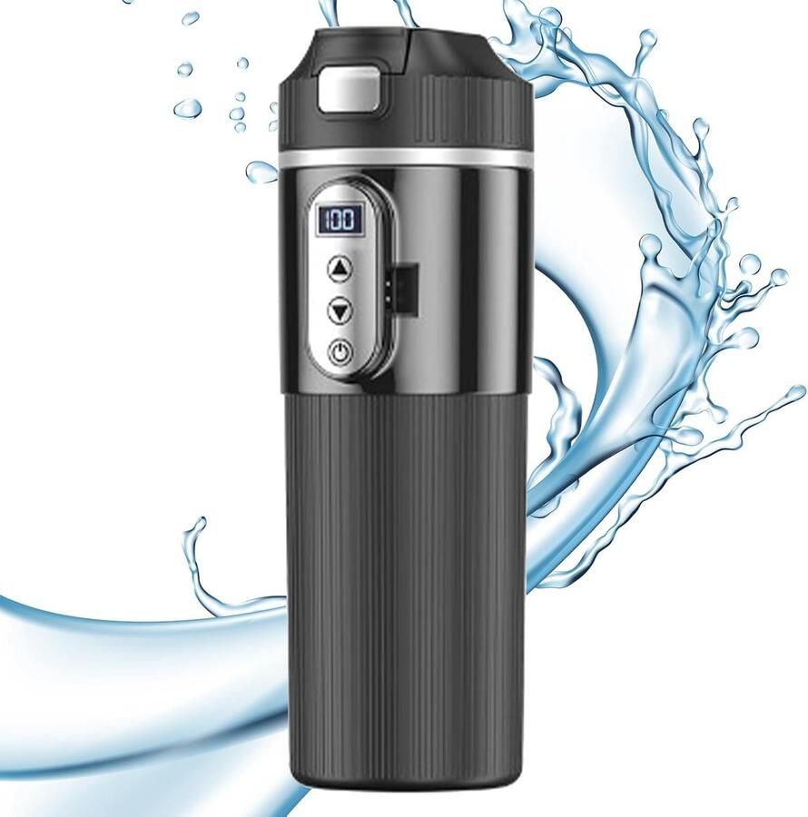 Draagbare auto verwarming water verwarmde mok voor auto reiskoffiemok 12 V 24 V doorstroomboiler met lcd-display elektrische beker efficiënte verwarming 500 ml pe
