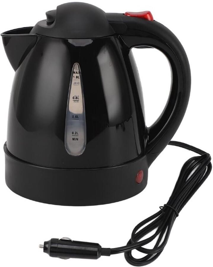 Draagbare Auto-waterkoker 250W 24V 1000ml Roestvrij Staal Automatische Uitschakeling Elektrische Vrachtwagenwaterkoker met Waterniveauvenster voor Roadtrips Kamperen