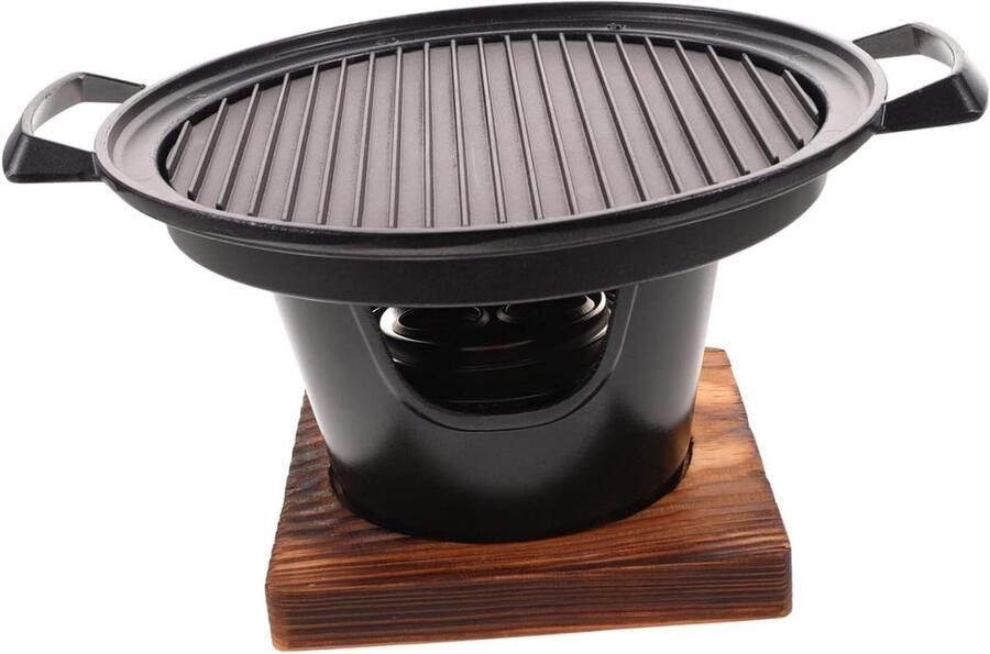 Draagbare Barbecue Kampeergrill Minigrill Buiten Koken Antiaanbaklaag 26 x 21 x 12 cm Zwart