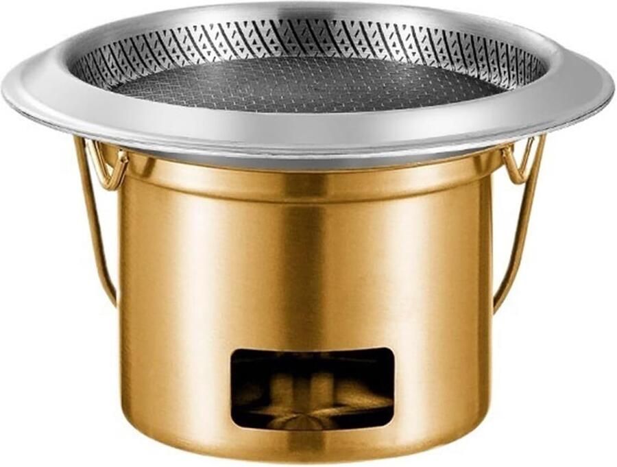 Draagbare barbecue Mini grill Buiten koken Roestvrij staal 13x10cm Goud
