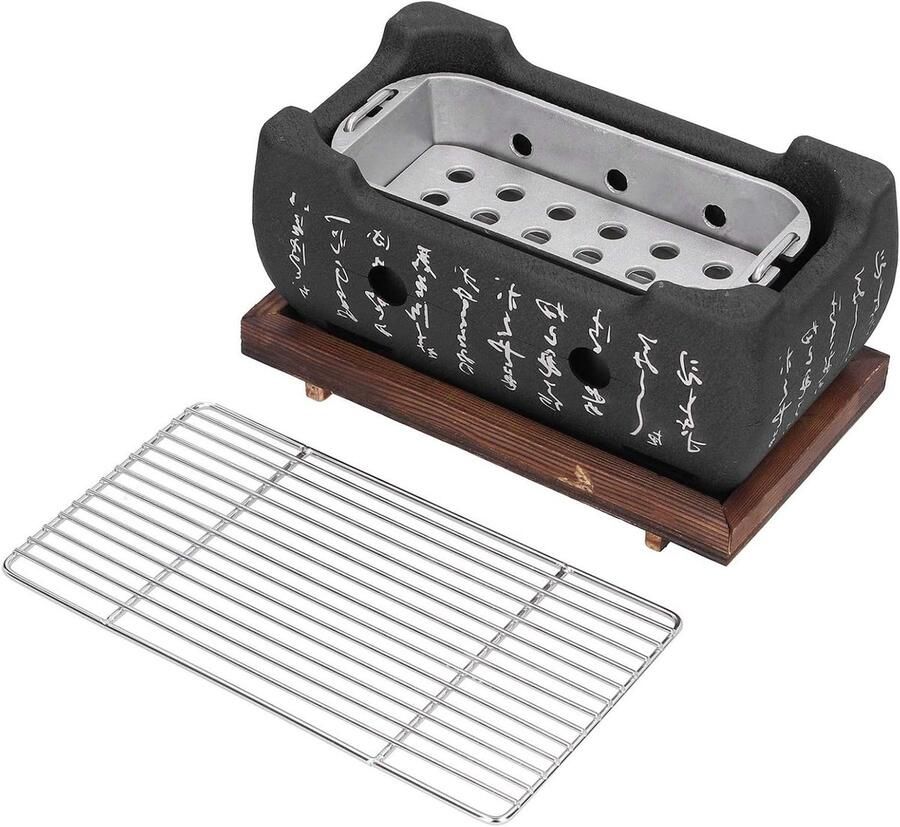 Draagbare Barbecuekachel Mini Grill Japanse BBQ Yakiniku en Takoyaki Houtskoolplaat 26 x 15 x 14 cm