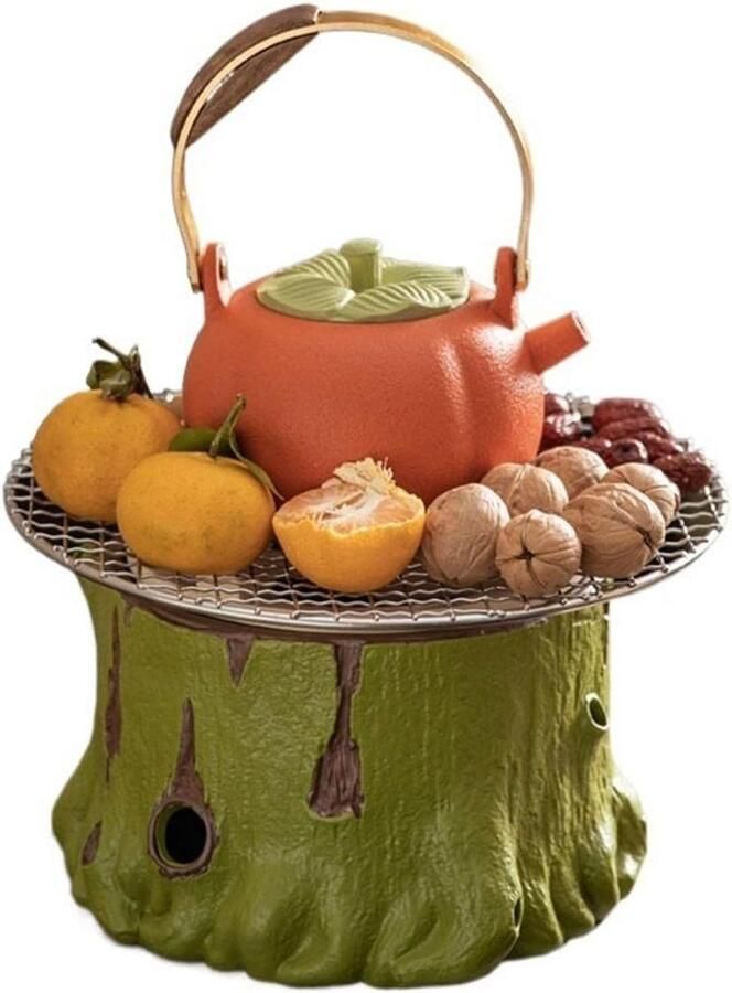 Draagbare barbecuekachel Tafelgrill Buiten koken Dual-purpose verwarming 22 x 14 cm Groen