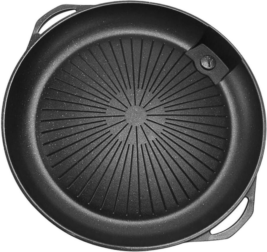 Draagbare BBQ Grill Buiten Koekenpan Kamperen en Tuin Antiaanbaklaag 38x34x4 cm Zwart