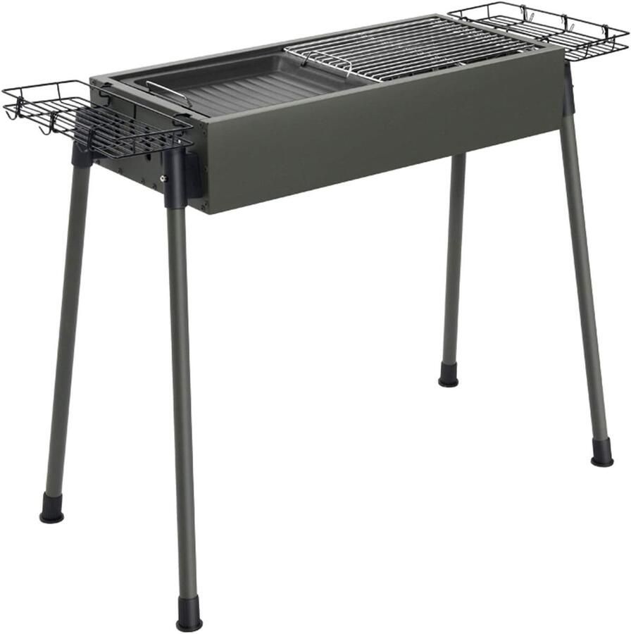 Draagbare BBQ Grill Houtskoolgrill Buiten koken Inclusief koekenpan 26 inch Zilver