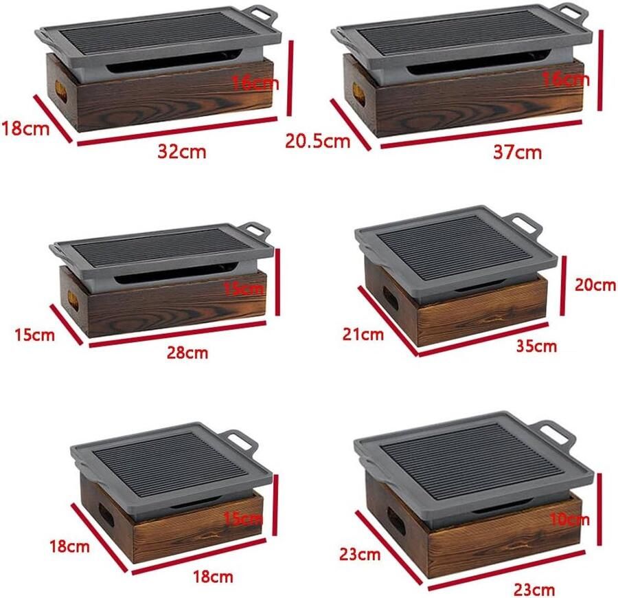 Draagbare BBQ Grill Houtskoolgrill Pan Buiten Koken Antiaanbaklaag 28x15x15cm Zwart